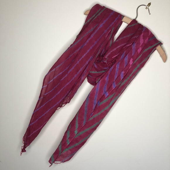 🛍️Fuchsia stripe beaded tie/dye shawl scarf beach sarong HUGE Alexa’s Angels - Picture 6 of 8